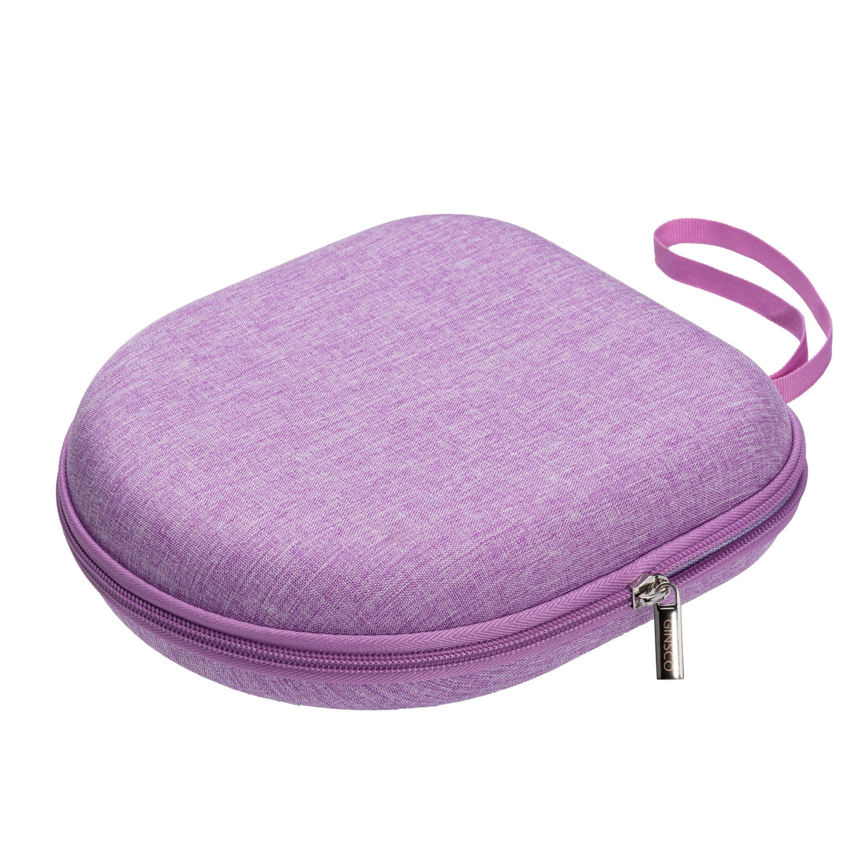 Ginsco universal headphone case purple front view protects headphones on the go