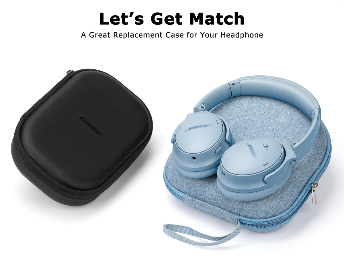 Ginsco headphone case with elastic strap and interior pocket for cables and accessories.