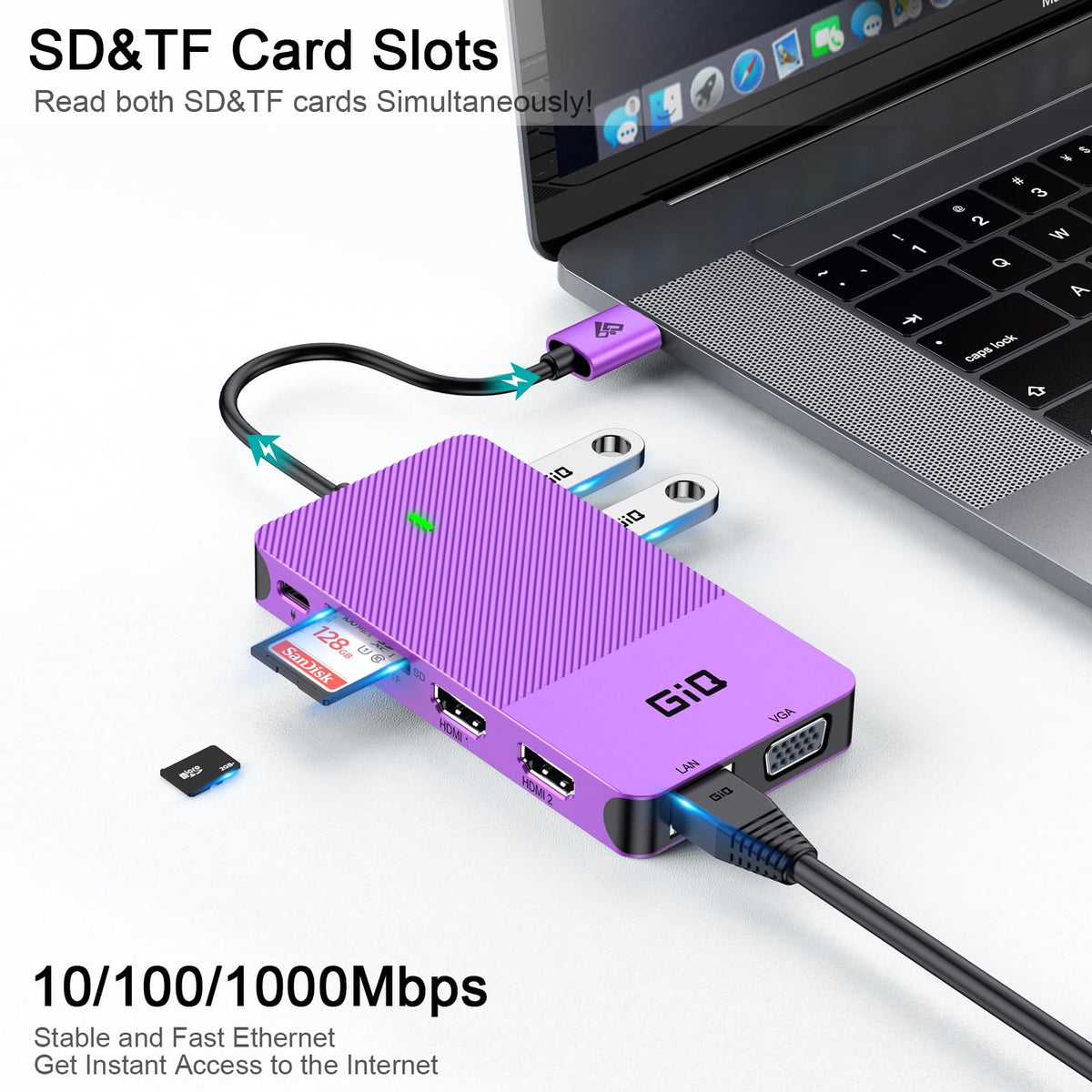 Giq USB-C docking station travel-ready compact design for on-the-go use