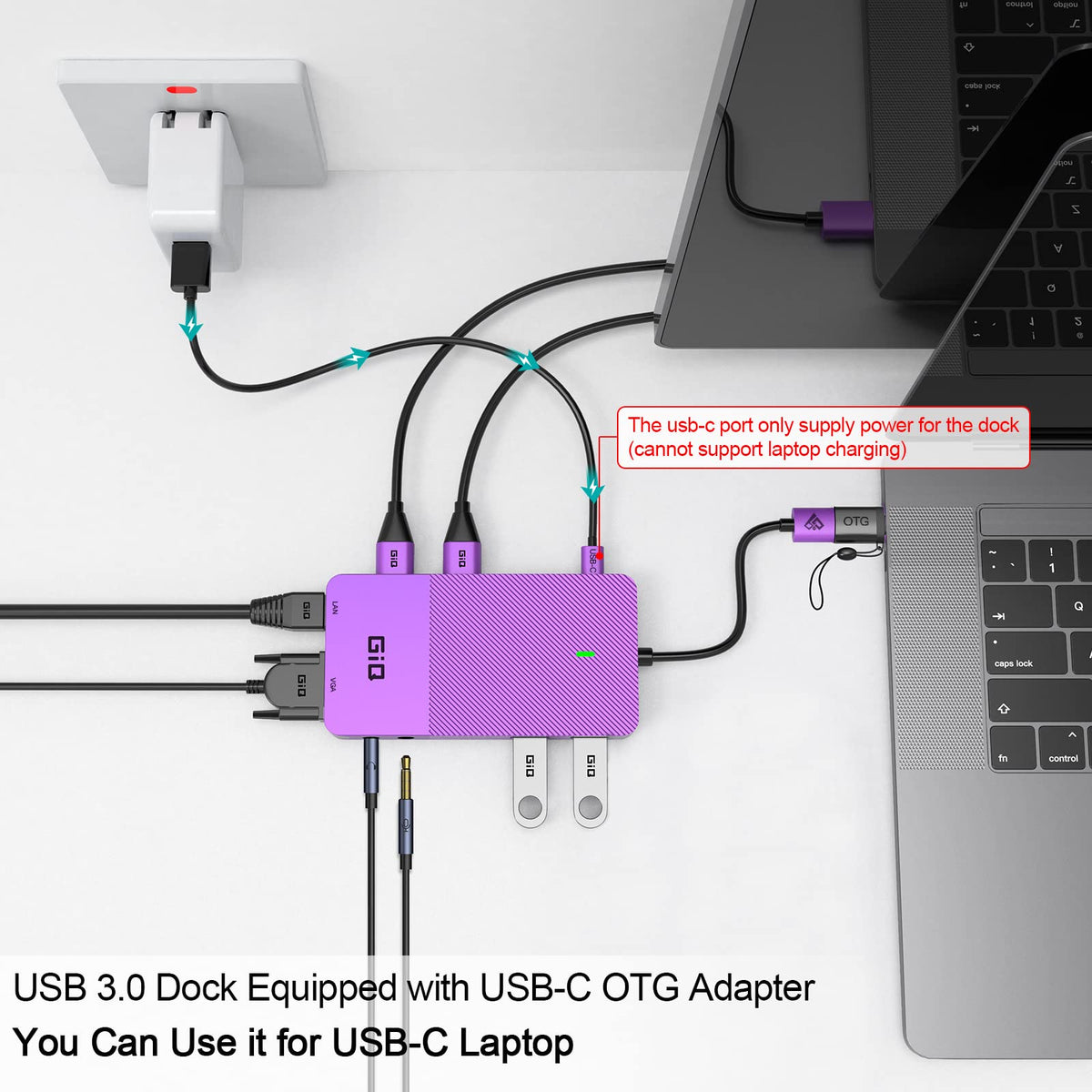 Giq USB-C docking station compatible with MacBook Pro and other USB-C laptops