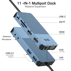 Giq USB C hub ports array for versatile connectivity on the go