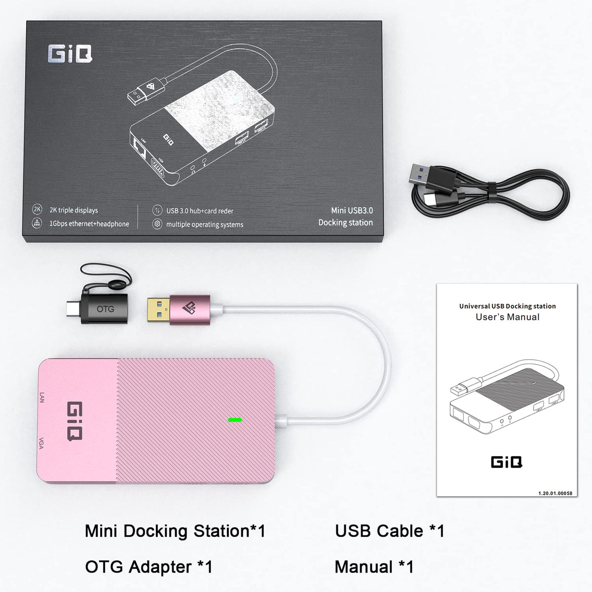 Giq USB-C Docking Station compact design fits travel-ready workspaces