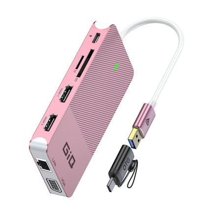 Giq USB-C Docking Station rose gold front view for a sleek desk setup