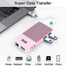 Giq USB-C Docking Station on a MacBook setup demonstrates effortless portability