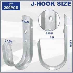 Gisafai 2-inch J hooks suitable for network, electrical, and fiber cables.