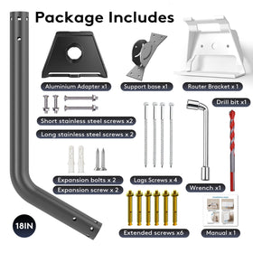 Gitaobac kit parts and hardware laid out showing included fasteners for easy installation