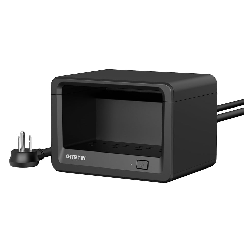 Gitryin front view power strip showing eight outlets and organized layout for efficient charging
