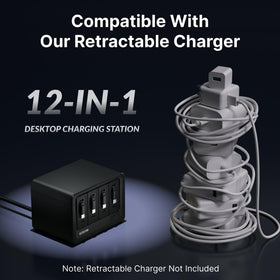 Gitryin top-down detail of AC outlets demonstrating space for multiple plugs and adapters