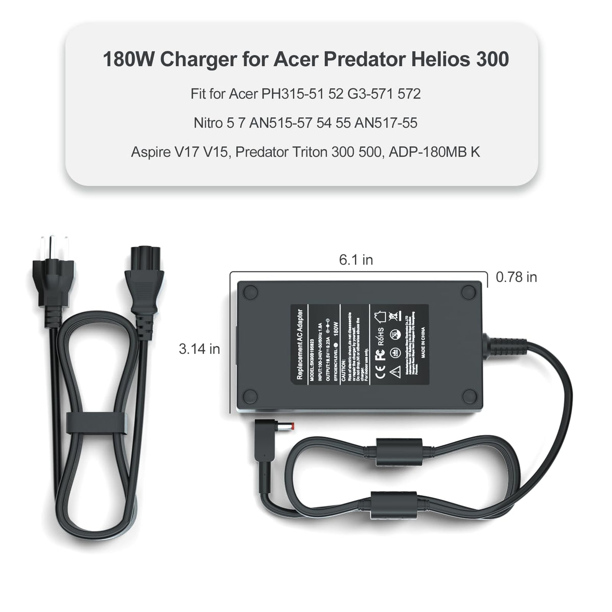 Givehooy 180W charger for Predator Triton 300 provides stable power for demanding apps.