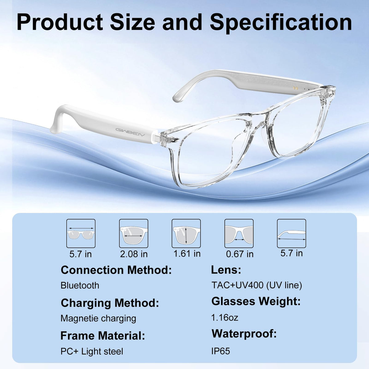 Giwbeiv AI smart glasses offer reliable Bluetooth 5.3 connectivity in crowds.
