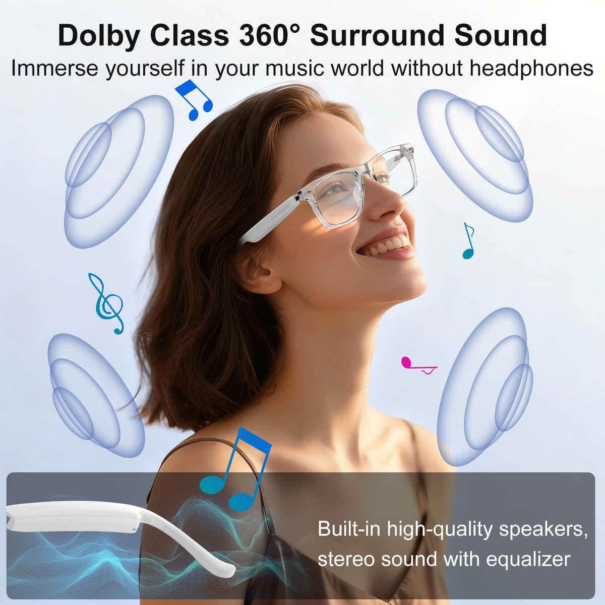 Giwbeiv AI smart glasses support hands-free calls for quick communication.