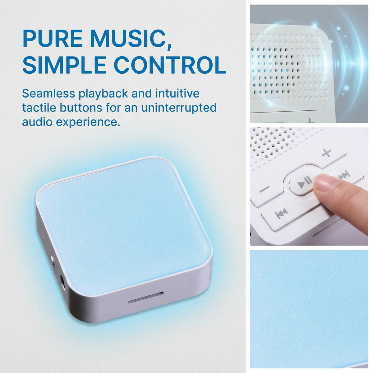 GizmoGlee MP3 Player buttons closeup with intuitive controls
