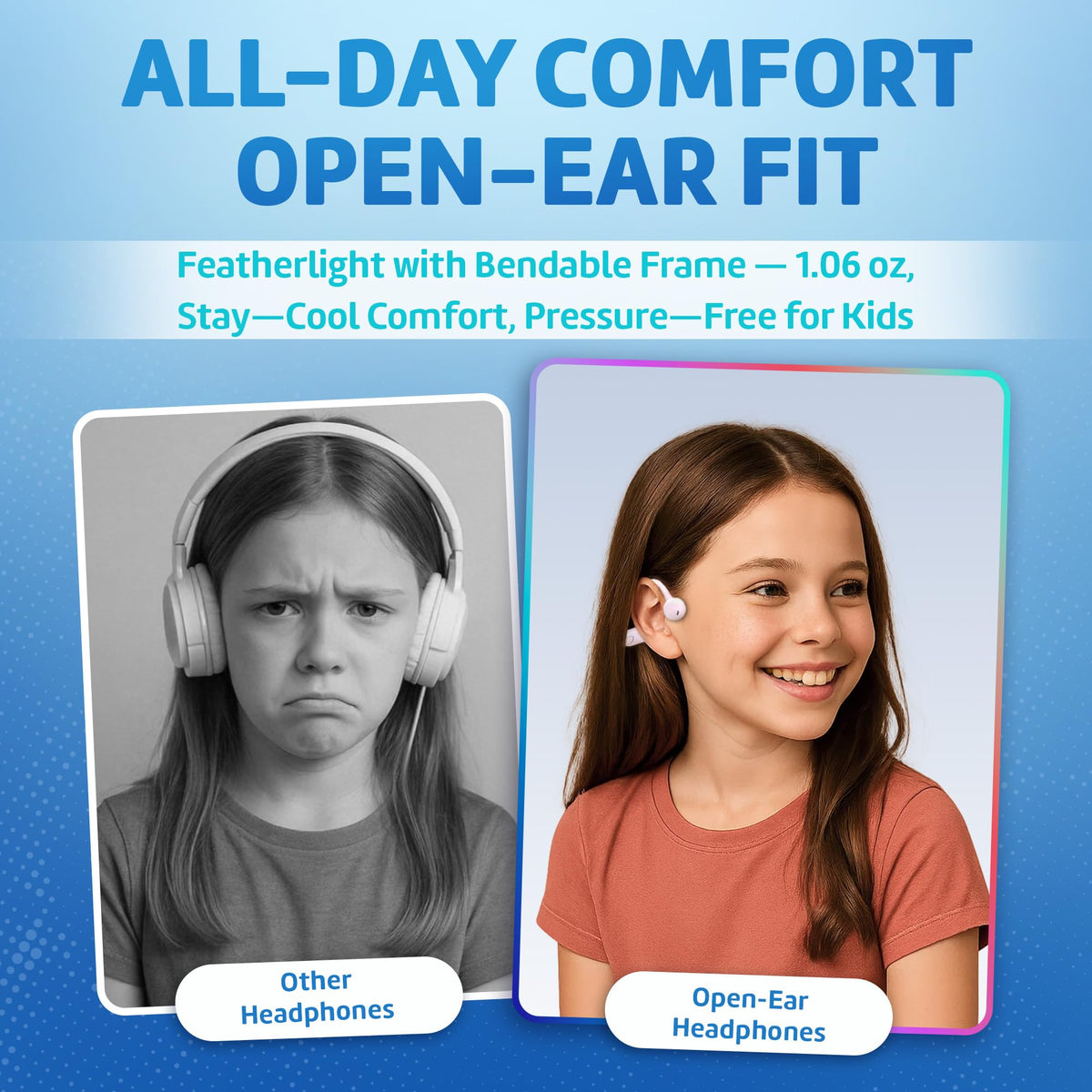 Giznity kids headphones with touch controls and built-in mic for classroom chats.