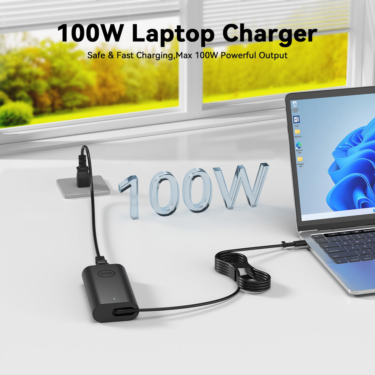GKLSPL 100W USB-C charger packaging with charger and US power cord