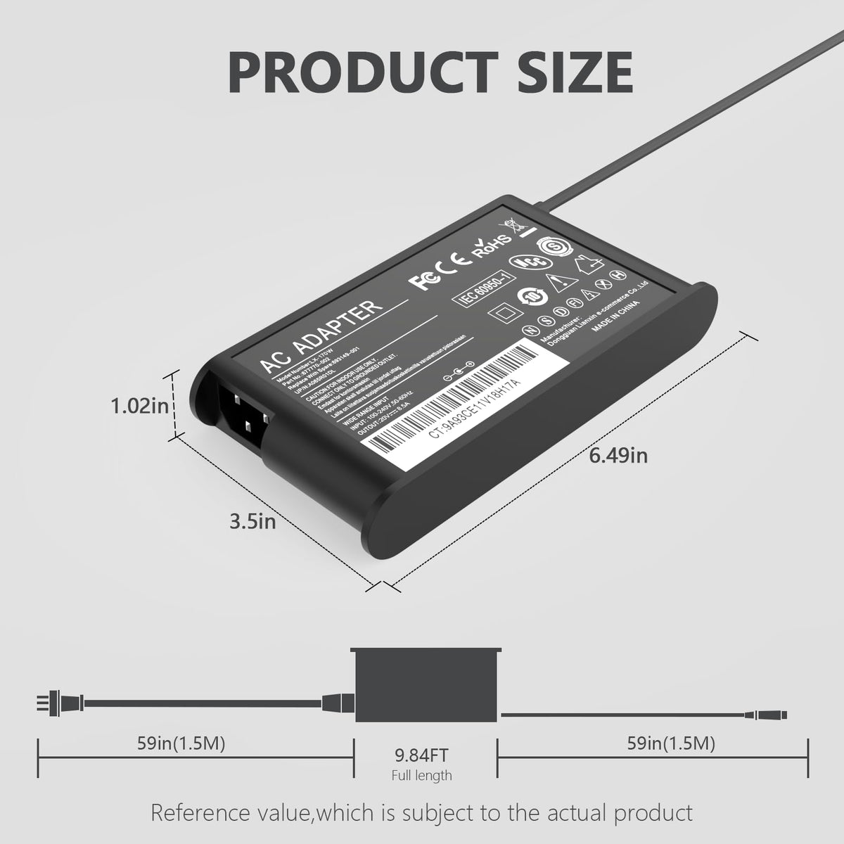 GKLSPL power cord and plug arranged ready to show universal input convenience