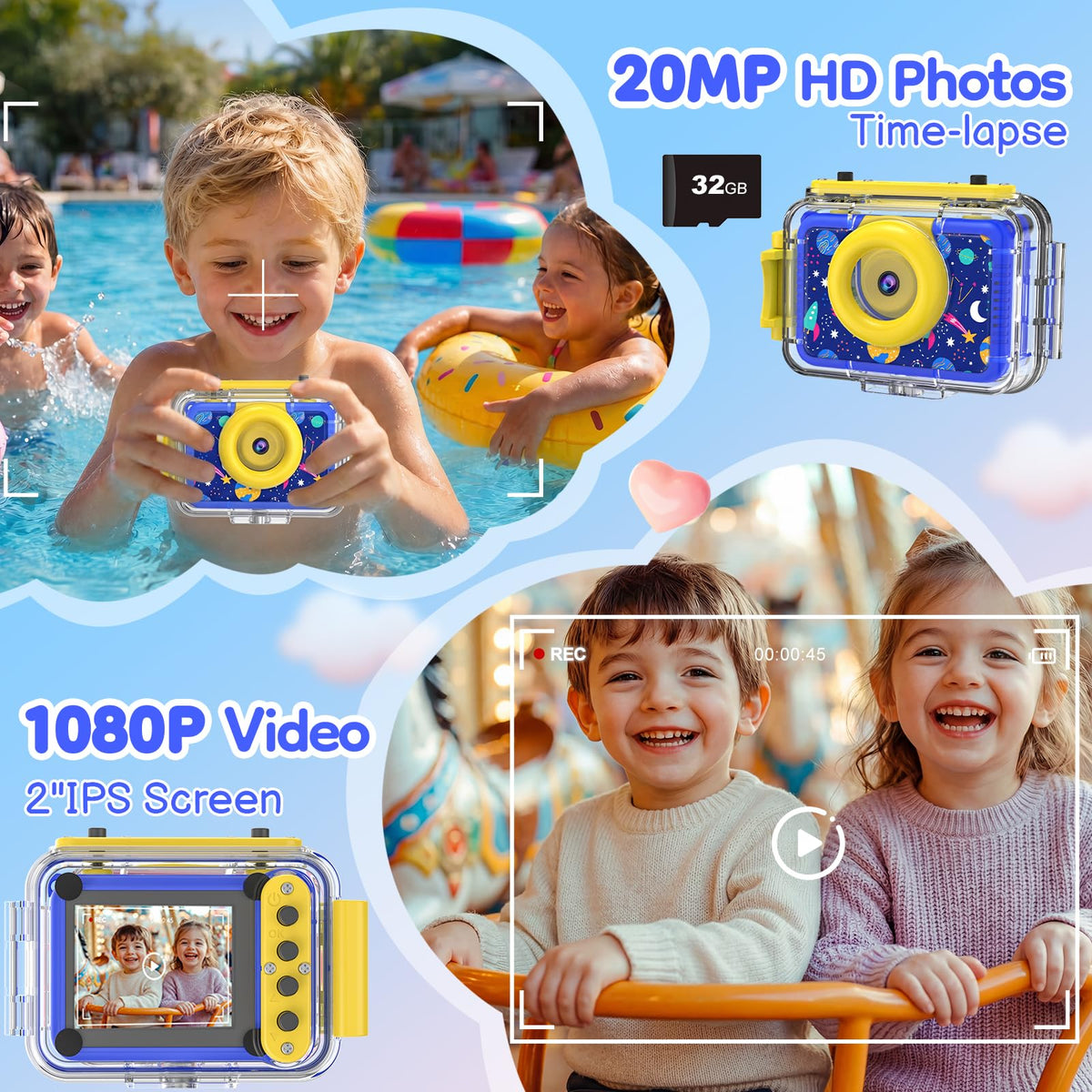 GKTZ 32GB card and accessories laid out for ready-to-play convenience