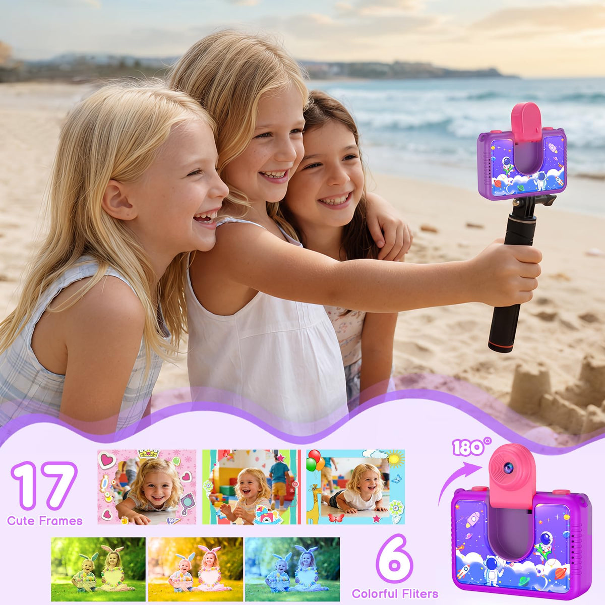 GKTZ flip lens selfie of child highlighting easy underwater portrait fun