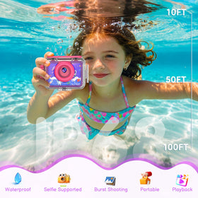 GKTZ underwater action shot in pool capturing kids swimming with clarity