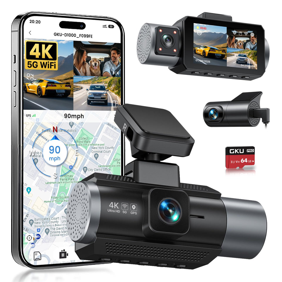 GKU 4K front dash cam captures sharp road footage for clear evidence.