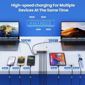 GKUTW top view of USB-C and USB-A port arrangement, enables multi-device charging