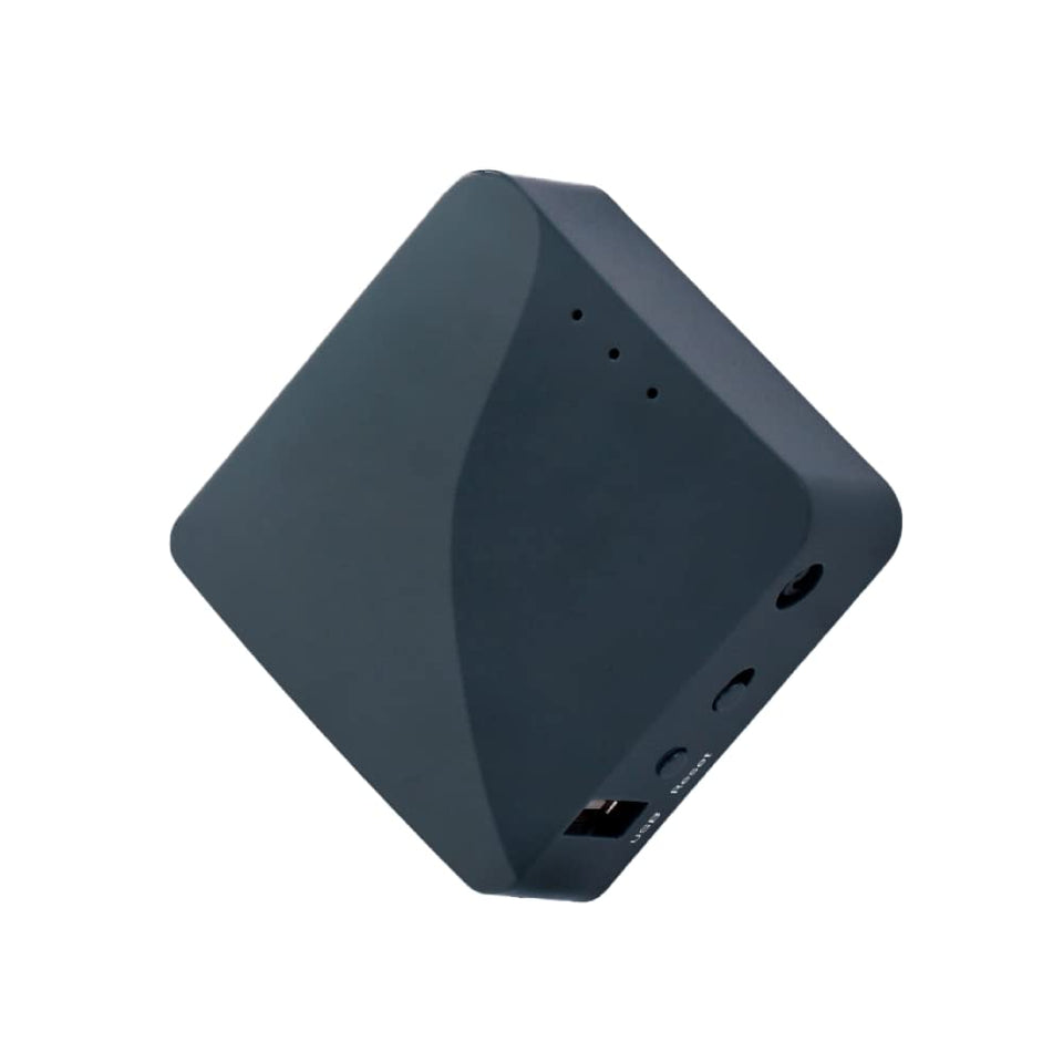 GL.iNet front view showing compact router and status lights for portable privacy