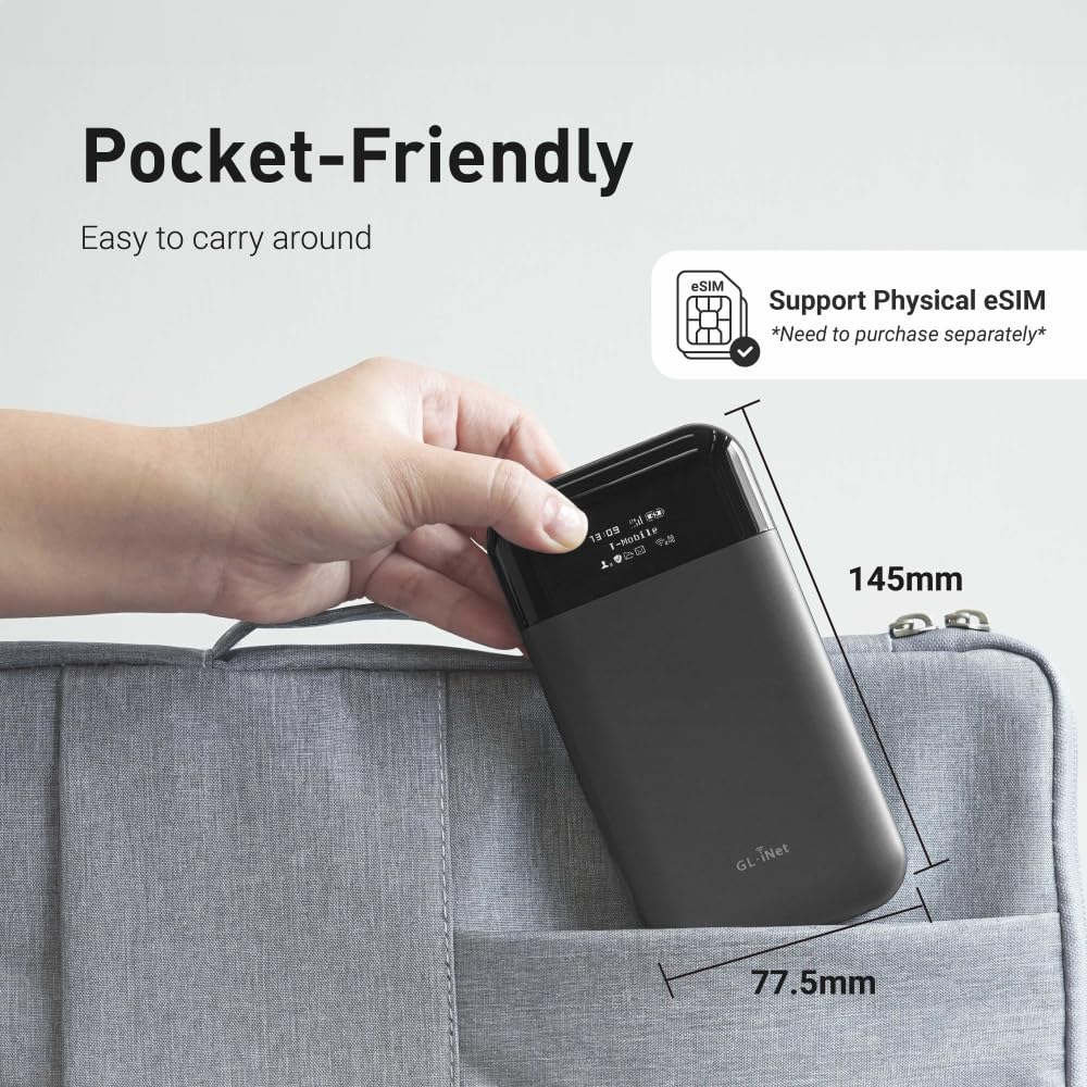 GL.iNet GL-E750V2 Mudi back panel with SIM slot and ports for flexible connectivity.