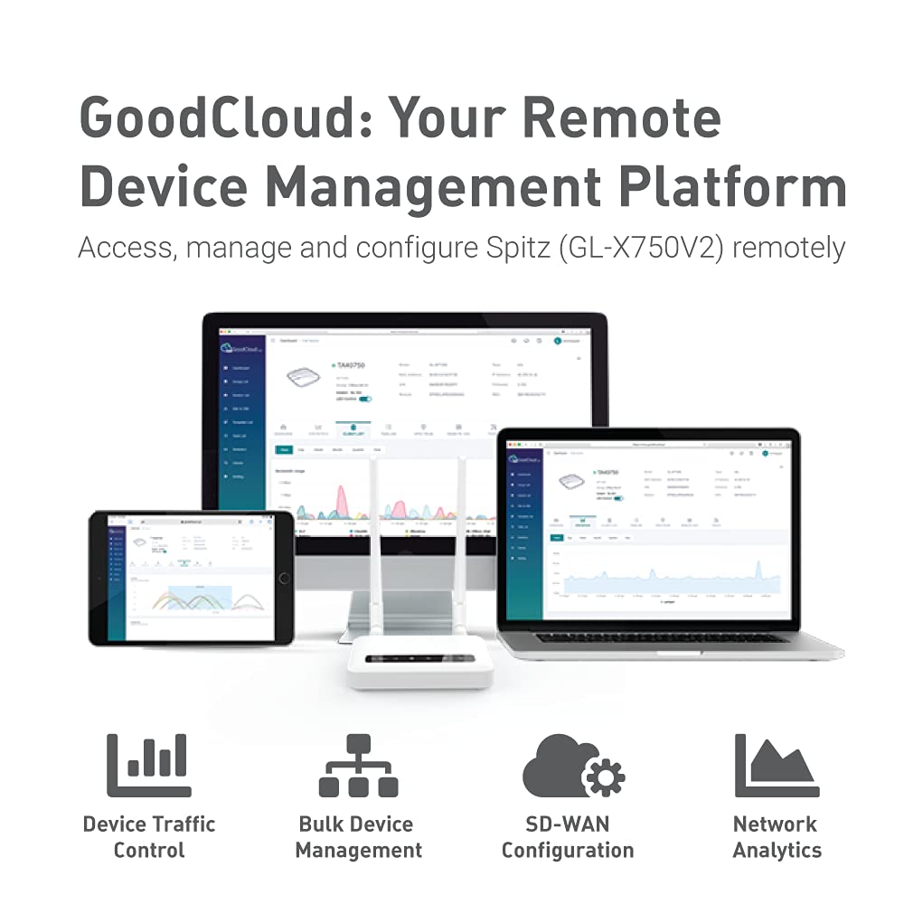 GL.iNet GL-X750V2 OpenWrt web UI on screen, benefits customizable router management