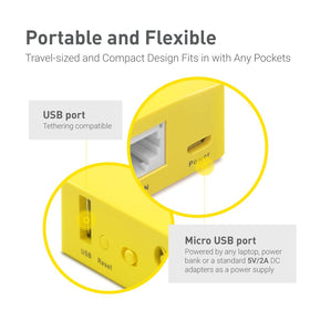 GL.iNet Mango in hand showing pocket-size portability for travel