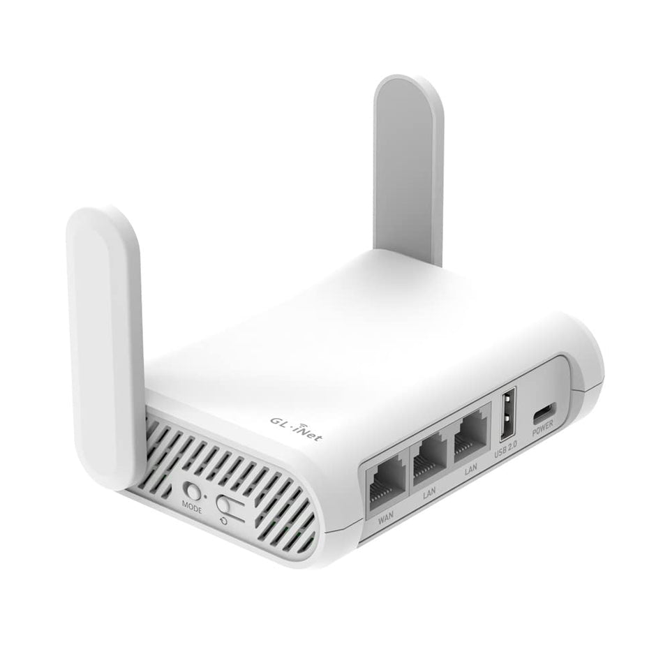 GL.iNet Opal front panel showing LEDs and compact design for easy travel