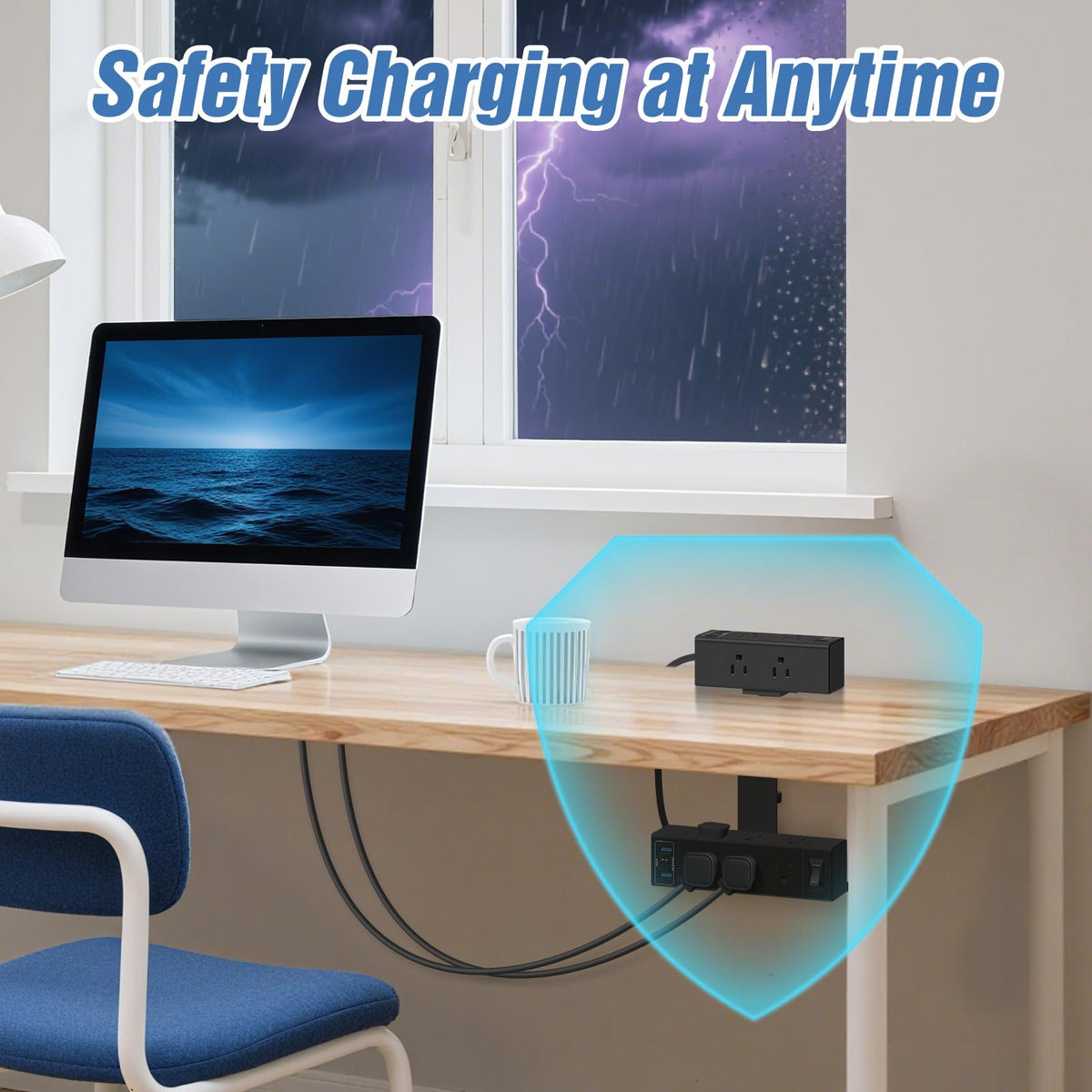 GLCON in home office lifestyle setup reducing clutter and charging multiple devices