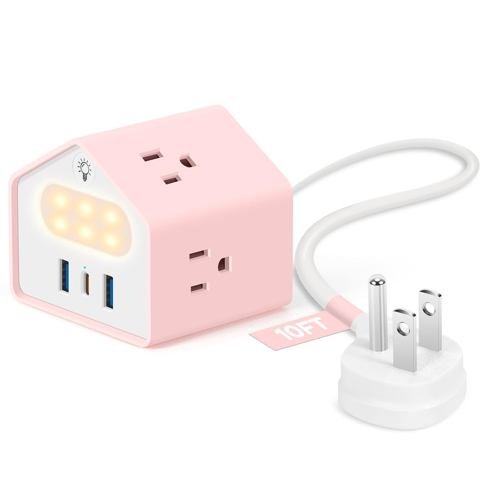 GLCON Lovely-Pink power strip outlet panel for organized charging.
