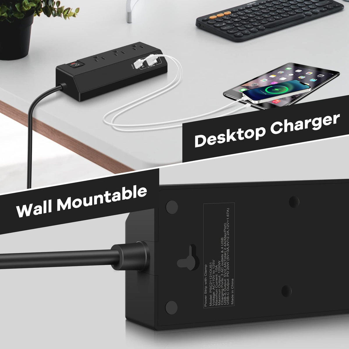 GLCONN compact charging station ideal for home, office, dorms and hotel desks.