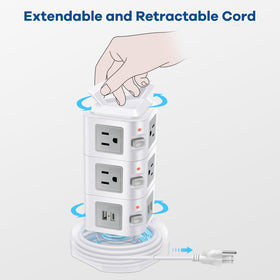 GLCONN power strip with individual on/off switches for control