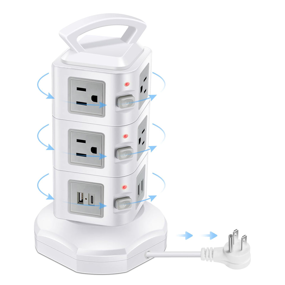 GLCONN power strip with 10 outlets and USB-C for efficient multi-device charging