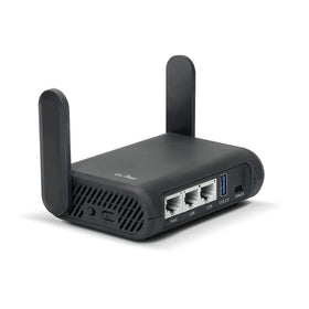 GL.iNet GL-A1300 front view, portable travel router for secure hotel Wi‑Fi on the go