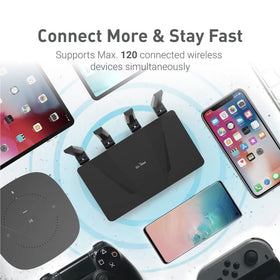 GL.iNet GL-AX1800 Flint router back ports showing five gigabit outlets