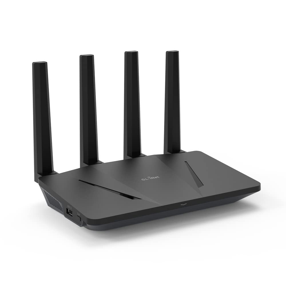 GL.iNet GL-AX1800 Flint router front view for reliable home Wi‑Fi