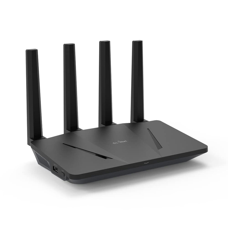 GL.iNet GL-AX1800 Flint router front view for reliable home Wi‑Fi