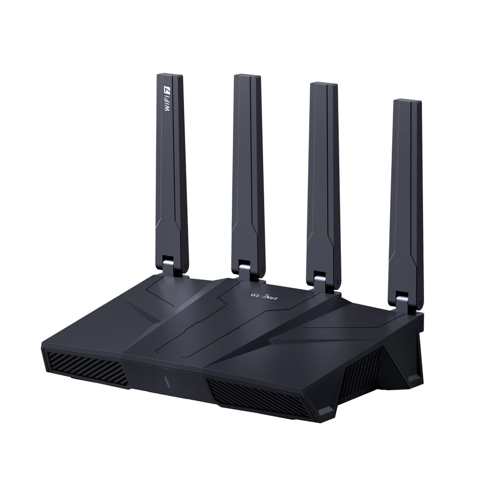 GL.iNet GL-BE9300 Flint 3 front view for compact home networking and easy setup