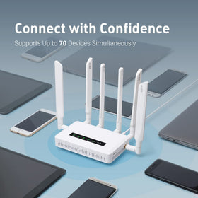 GL.iNet GL-X3000 Spitz AX detachable antennas extended for stronger signals on the go.