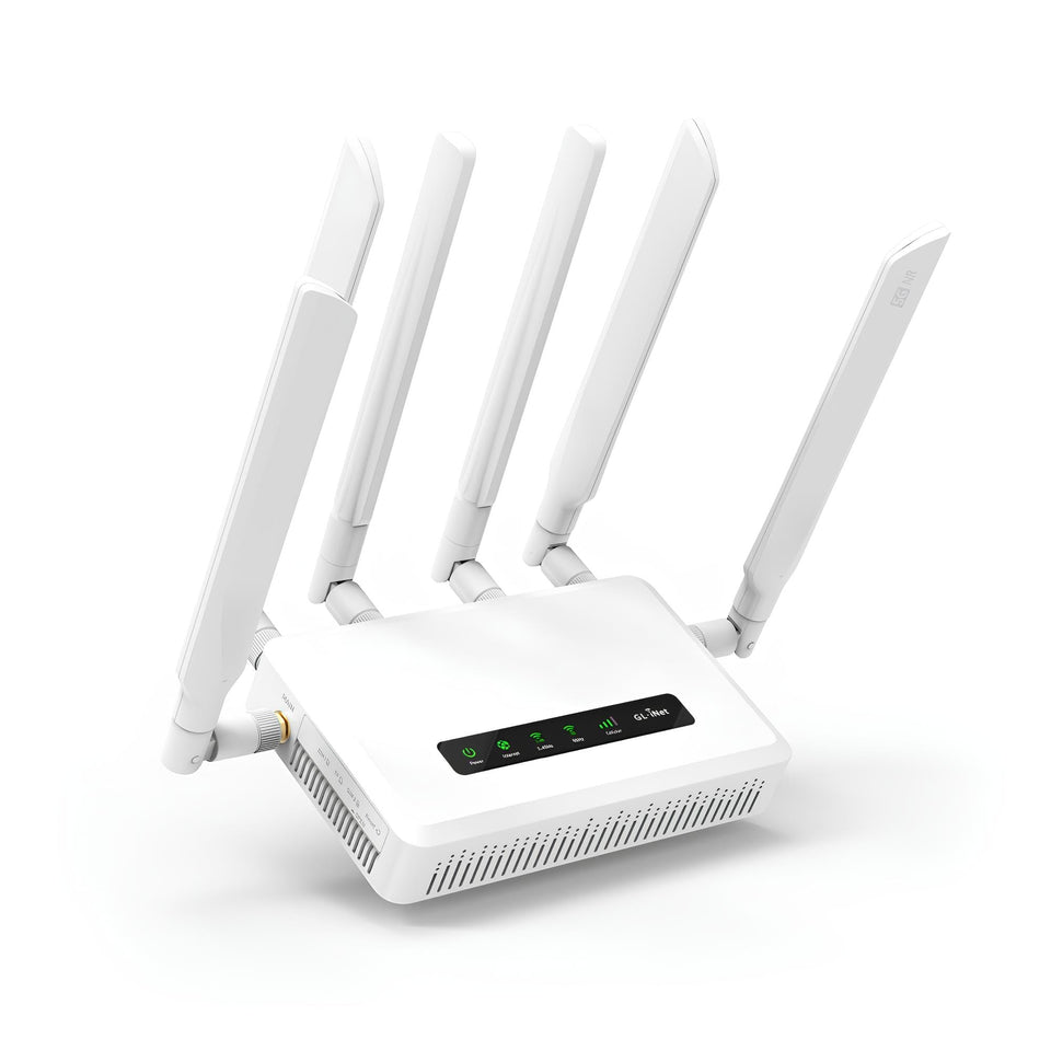 GL.iNet GL-X3000 Spitz AX router front view for reliable home and travel connectivity.