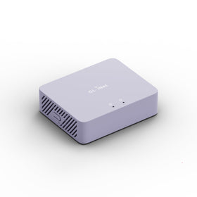 GL.iNet MT5000 Brume 3 front panel with status LEDs for reliable wired networking.