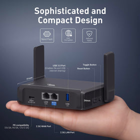 GL.iNet Slate 7 compact size ideal for hotels and cruises.