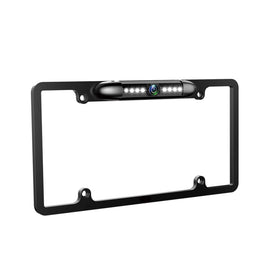 GLK front view of license plate frame camera showing compact design and secure fit