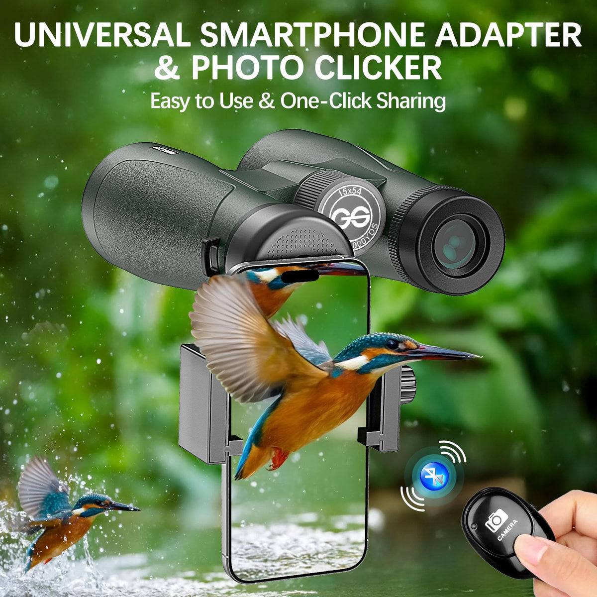 GLLYSION 15x54 binoculars with BAK4 prisms for sharp contrast
