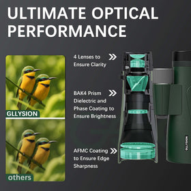 GLLYSION 15x54 waterproof binoculars with rubber armor for rugged use