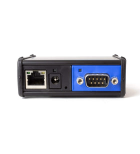 Global Caché IP2SL-P front view showing a compact serial-to-IP converter.