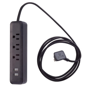 Globe Electric 78249 designer-series power strip with black finish for stylish desks.