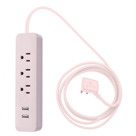 Globe Electric Designer Series rose power strip front view with five total outlets for organized charging.