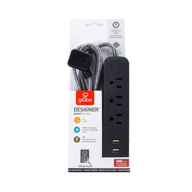 Rose Globe Electric power strip with USB ports for fast charging devices.